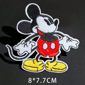 CLASSIC VINTAGE RETRO MOUSE PATCH IRON ON EMBROIDERED CANVAS BADGE